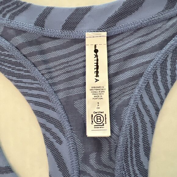 Athleta Sz Small Momentum Seamless Tank Top Blue Marble Racerback - Picture 3 of 6